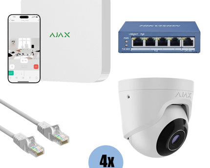Ajax Systems Kit 4x Turret, NVR en bekabeling