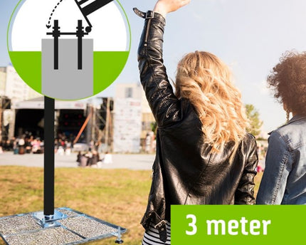 AlarmsysteemExpert.nl Cameramast verplaatsbaar aluminium 3 meter Ø 90mm met tegelframe