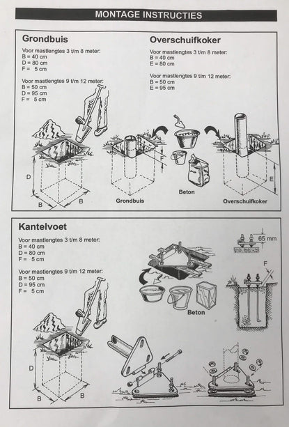 AlarmsysteemExpert.nl Ronde cameramast met kantelanker 4 meter Ø 90mm