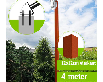 AlarmsysteemExpert.nl SecuTower Kantelbare vierkante aluminium cameramast 4 meter RAL-2004