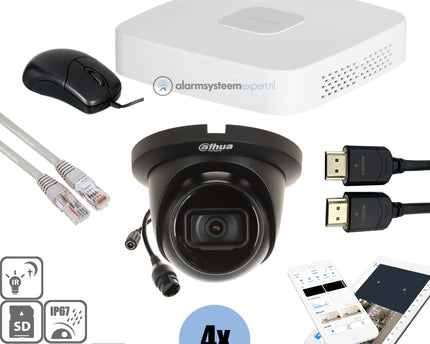 Dahua Black Kit 4x Turret 4 Mp + Recorder & Bekabeling