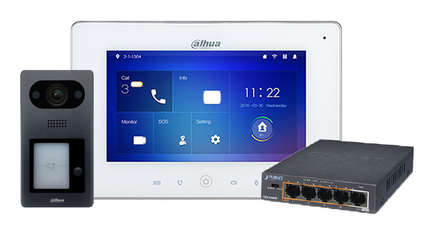 Dahua IP Video intercom KIT op basis van PoE, met 1 knops buitenpost