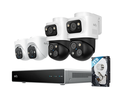 Eufy Beveiligingscamera set; PoE recorder, 2x Turret en 2x PTZ camera