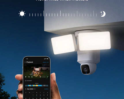 Eufy Floodlight Cam E30, WiFi Pan en Tilt camera met schijnwerpers
