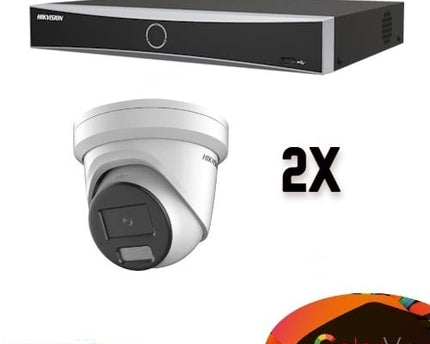 Hikvision Colorvu Set 2x Turret 4MP Recorder + Bekabeling