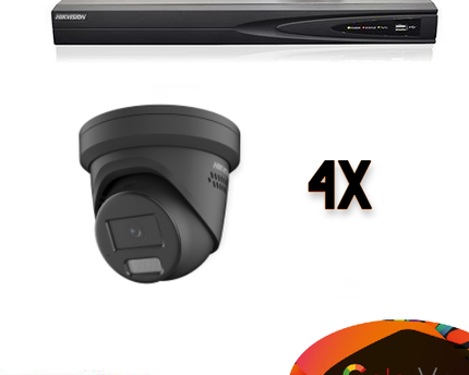 Hikvision Colorvu Set 4x Turret 4MP Recorder + Bekabeling