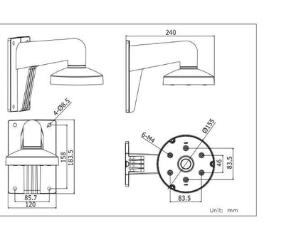 Hikvision DS-1473ZJ-155 aluminium wandbeugel