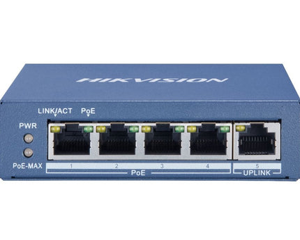 Hikvision DS-3E0105P-E, 5 poorts PoE switch (4x PoE en 1x uplink)