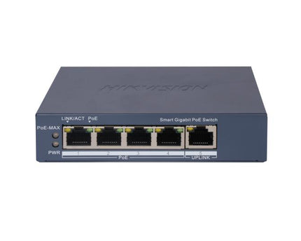 Hikvision DS-3E1505P-EI, 4x PoE Gigabit Switch, 300m PoE bereik