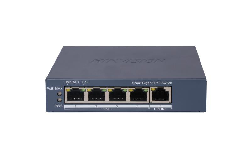 Hikvision DS-3E1505P-EI, 4x PoE Gigabit Switch, 300m PoE bereik