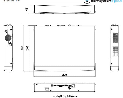 Hikvision DS-7604NXI-K1 4 kanalen 4K zonder POE