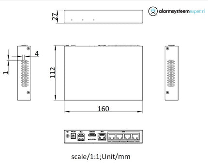 Hikvision DS-E04NI-Q1/4P,  incl. 1 of 2TB SSD Geschikt voor 4 IP camera's 4x PoE