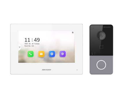 Hikvision DS-KIS603-P(B) Video-Intercom kit 1 Videodeurbel 1 Binnenpost 7" 2x voeding