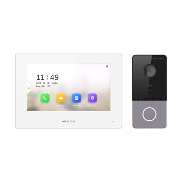 Hikvision DS-KIS603-P(B) Video-Intercom kit 1 Videodeurbel 1 Binnenpost 7" 2x voeding