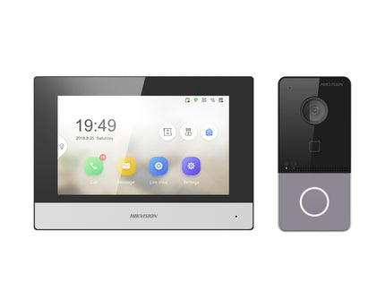 Hikvision DS-KIS603-P(B) Video-Intercom kit 1 Videodeurbel 1 Binnenpost 7" 2x voeding