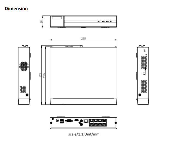 Hikvision HWN-4108MH-8P, 8 Kanaals 8Mp 4K NVR, PoE