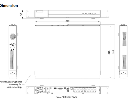 Hikvision HWN-4216MH-16P, 16 Kanaals 8Mp 4K NVR, PoE