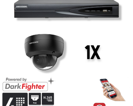 Hikvision Set 1x Dome 4MP + Recorder & Bekabeling
