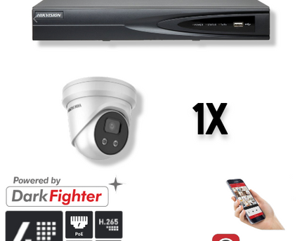 Hikvision Set 1x Turret 4MP + Recorder & Bekabeling