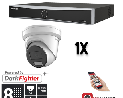 Hikvision Set 1x Turret 8MP + Recorder & Bekabeling