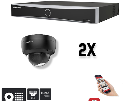 Hikvision Set 2x Dome 8MP + Recorder & Bekabeling