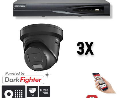 Hikvision Set 3x Turret 8MP + Recorder & Bekabeling