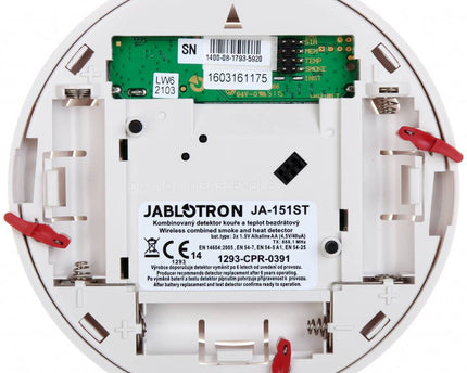Jablotron JA-151ST-A Draadloze rook- en hittedetector met dubbele sirenefunctie (inbraak en brandalarm)