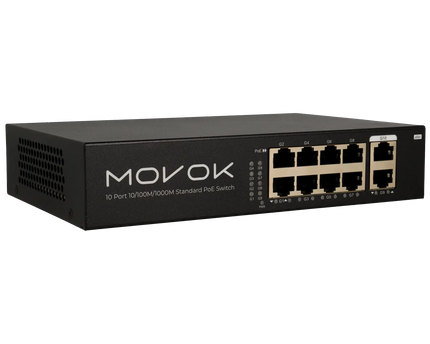 Movok 10 Poorts PoE Switch, 20Gbps, 100m PoE