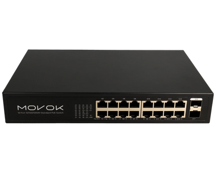 Movok 18 Poorts PoE Gigabit Switch, 16x PoE, 2x Uplink