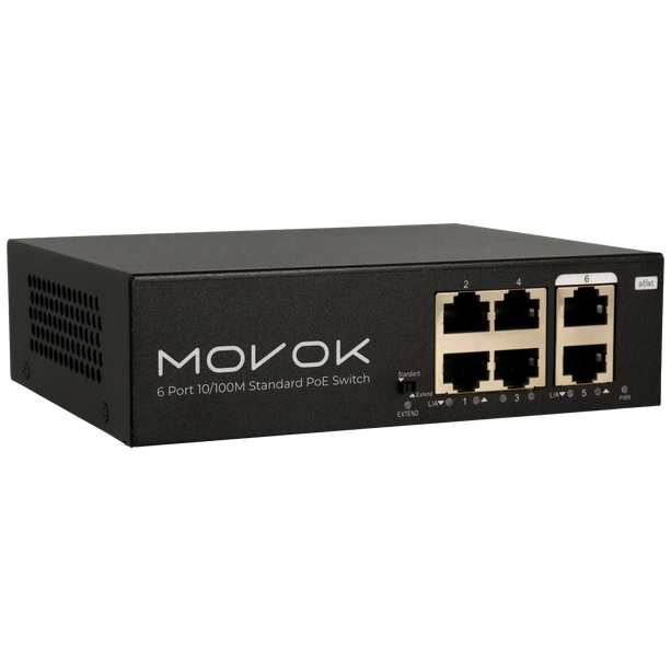 Movok 6 Poorts PoE Switch, 1.6Gbps, 250m PoE