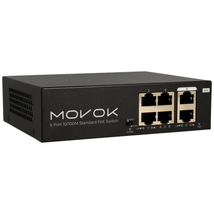 Movok 6 Poorts PoE Switch, 1.6Gbps, 250m PoE