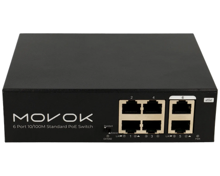 Movok 6 Poorts PoE Switch, 1.6Gbps, 250m PoE