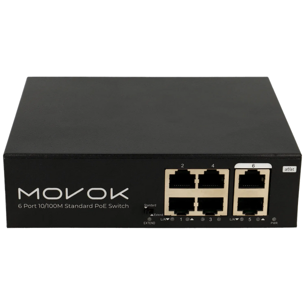 Movok 6 Poorts PoE Switch, 1.6Gbps, 250m PoE