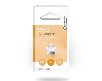 Nedis RJ45 Connector CAT6, Verguld 10 Stuks, Solid Ader