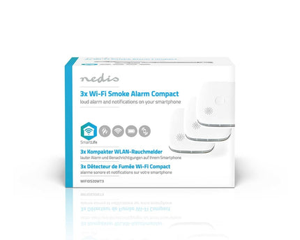 Nedis SmartLife Rookmelder set van 3 stuks incl. vervangbare batterijen