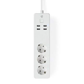 Nedis Wi-Fi Smart Stekkerdoos | 3x Schuko Type F | 4x USB | 16 A