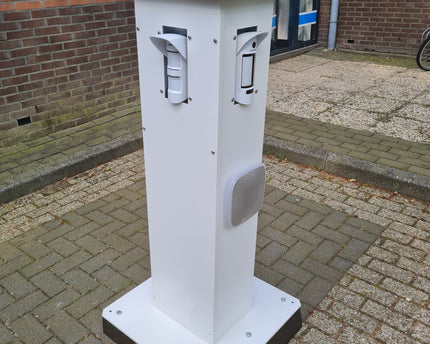 TerreinVeilig Bewakingszuil wit incl. Ajax systeem | Zonnepaneel | Oplader | Accu