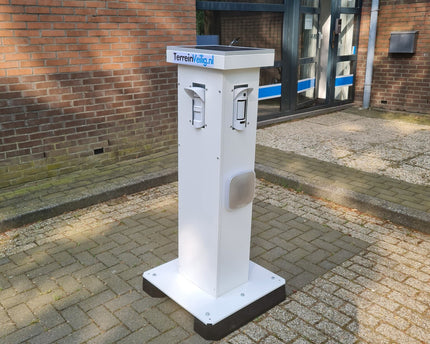 TerreinVeilig Bewakingszuil wit incl. Ajax systeem | Zonnepaneel | Oplader | Accu